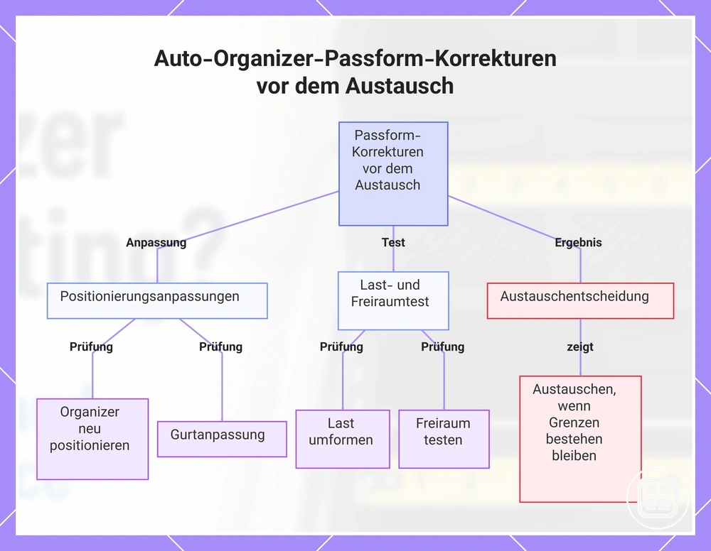 Passformkorrekturen am Auto-Organizer vor dem Austausch