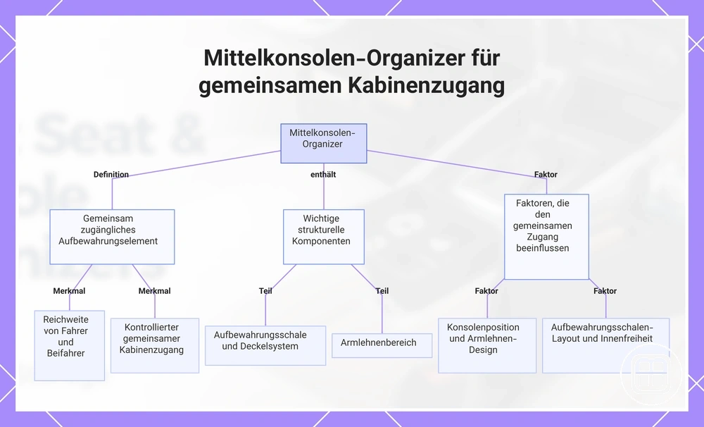 Mittelkonsolen-Organizer mit gemeinsamem Zugang für Fahrer und Beifahrer