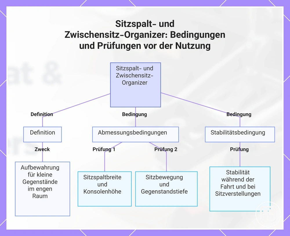 Sitzlücken- und Zwischensitz-Organizer: Passform- und Bewegungsprüfungen