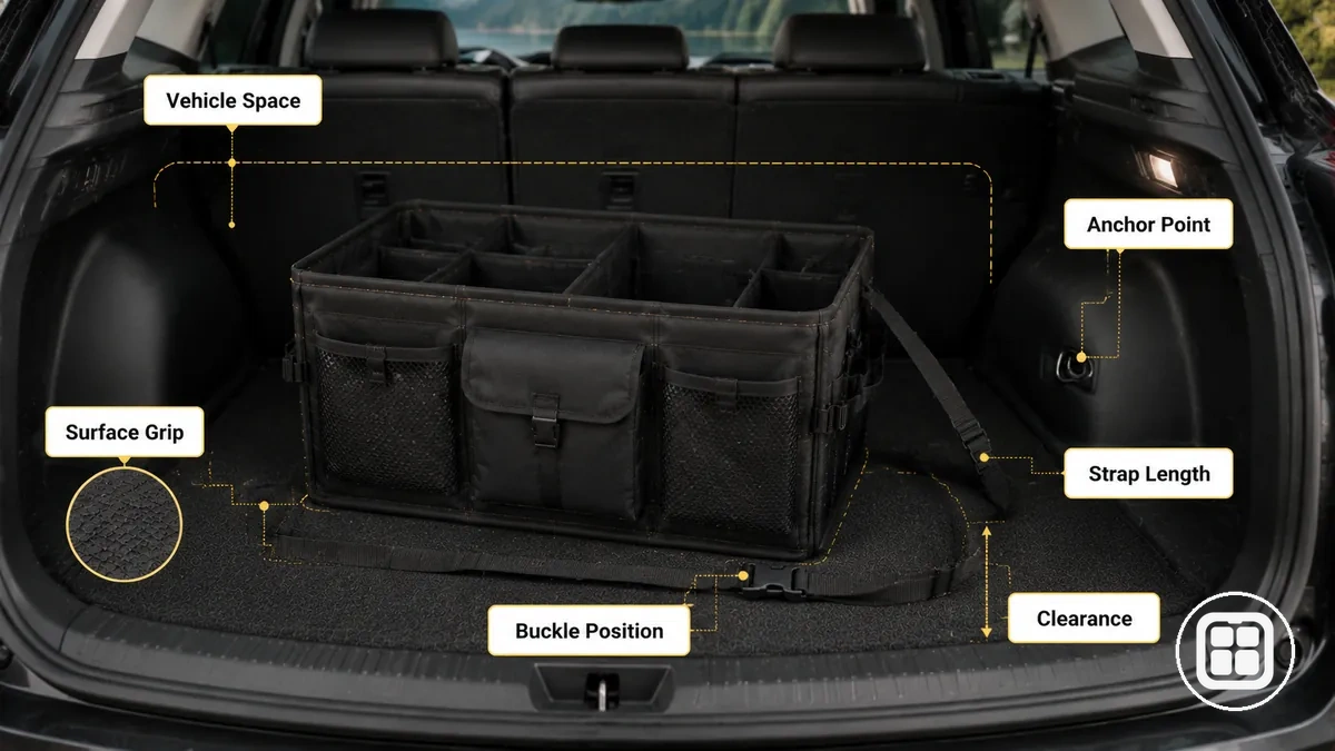 car organizer fit surface and anchor checks before installation