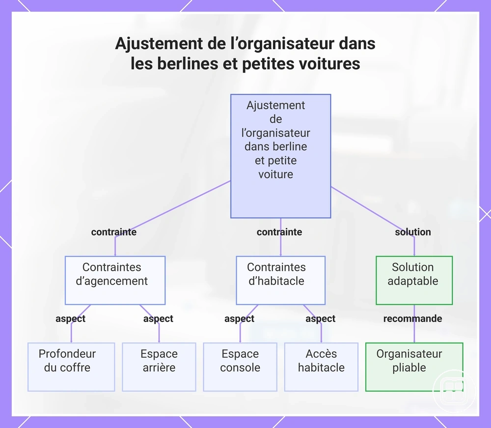 Ajustement de l’organiseur dans les berlines et petites voitures
