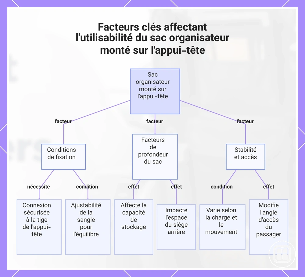 Facteurs clés affectant la facilité d'utilisation du sac organisateur monté sur l'appui-tête
