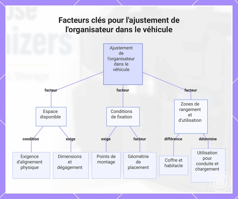 Facteurs clés pour l'ajustement de l'organiseur dans le véhicule