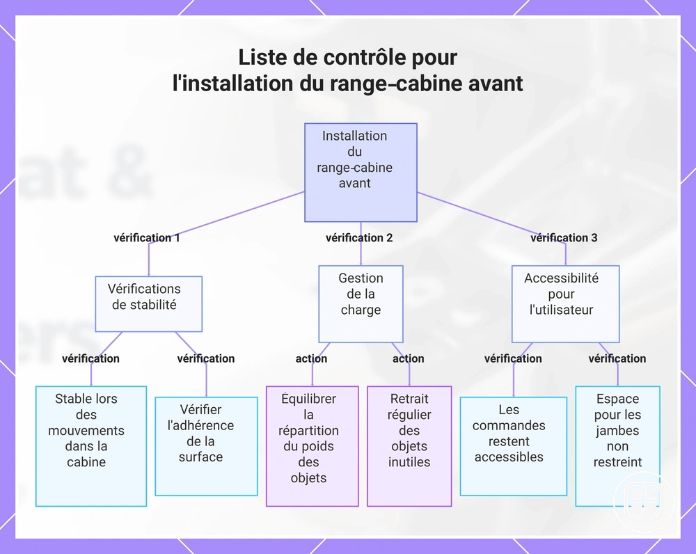 Liste de contrôle pour la mise en place d’un organiseur d’habitacle avant