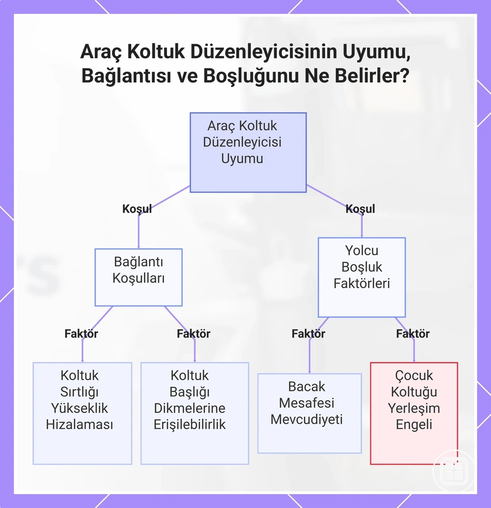 Arka koltuk organizerinin uyumunu, bağlantısını ve yolcu boşluğunu belirleyen faktörler