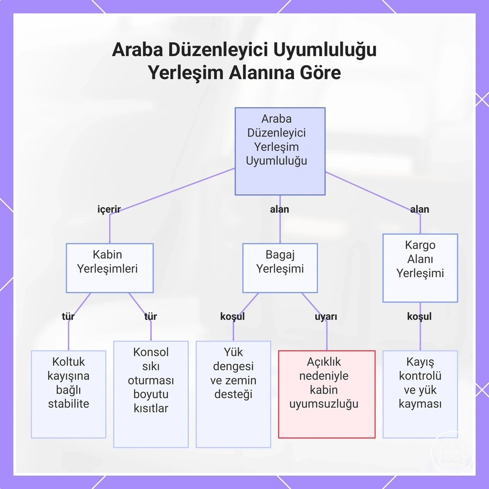 Araç İçi Organizer Uyumluluğu Yerleşim Alanına Göre
