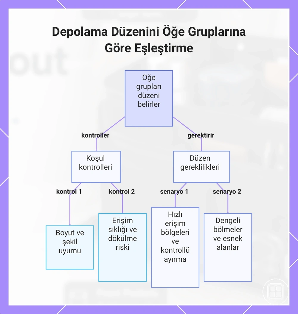 Eşya gruplarını araç içi organizer saklama düzeniyle eşleştirme