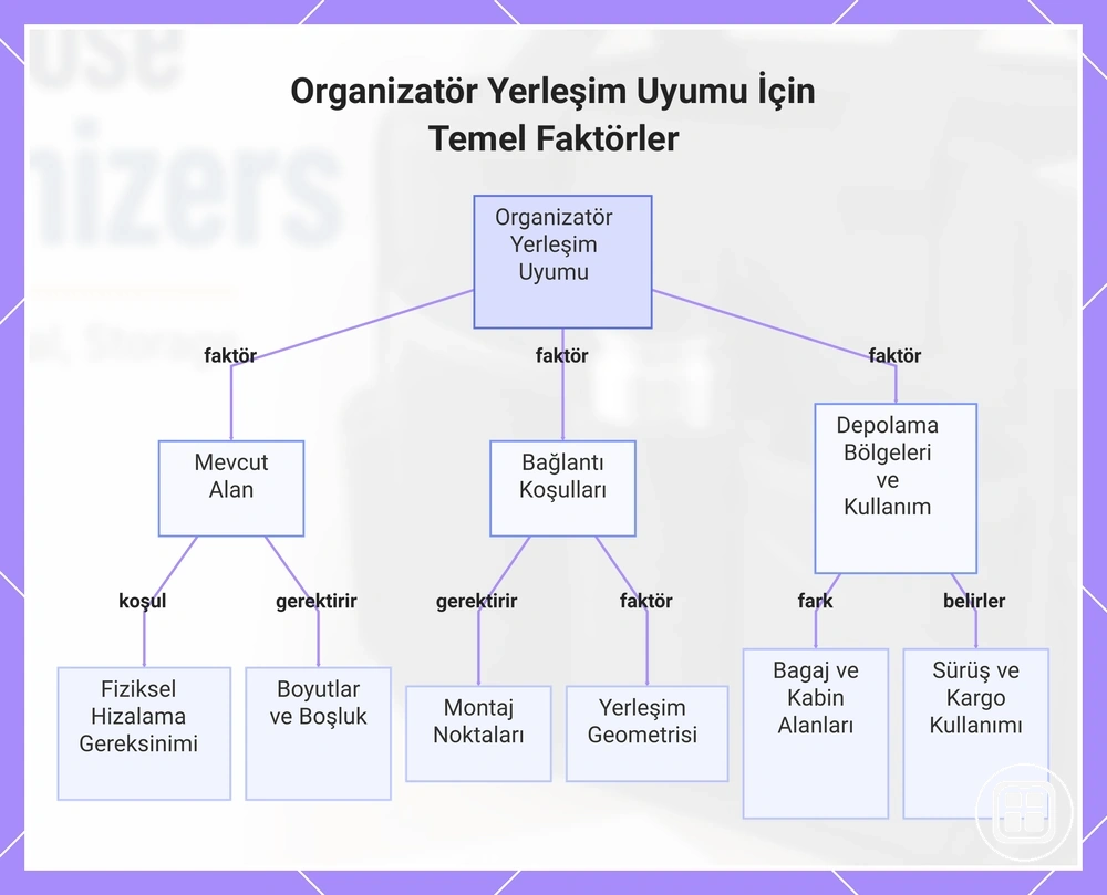 Araç içi organizer yerleşim uyumu için temel faktörler